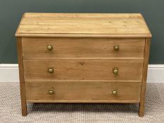ANTIQUE PINE CHEST, brass turned knobs, 67 (h) x 92 (w) x 42cms (d)