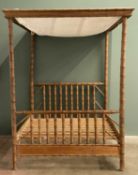PLAS TEG HOUSE CONTENTS: ANTIQUE BAMBOO CANOPY BED, 235 (h) x 166 (w) x 215cms (d)
