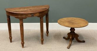 EASTERN HARDWOOD HALF-MOON HALL TABLE, with single drawer, 73 (h) x 90 (w) x 46cms (d)