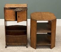 VINTAGE OAK SMOKER'S CABINET, floor standing with lower magazine rack