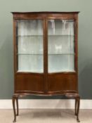 EDWARDIAN MAHOGANY CHINA CABINET, with twin glazed doors to serpentine front, cabriole supports