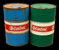 VINTAGE INDUSTRIAL CASTROL DRUMS, 44 gallon, 88 (h) x 58cms (diam.) (2)