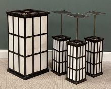 MID-CENTURY STYLE LIGHTING, comprising large multi-bulb oblong block light, 100 (h) x 50 (w) x 50cms