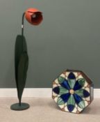 TWO ITEMS OF LIGHTING to include metal tulip standard lamp, 155cms (h), and large Tiffany type shade