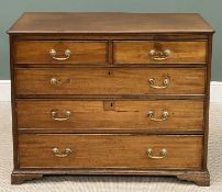 VICTORIAN MAHOGANY CHEST OF DRAWERS, brass drop handles, bracket feet