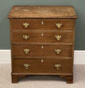 FINE ANTIQUE GENTLEMAN'S CHEST OF DRAWERS, brass drop handles, ivory escutcheons, bracket feet