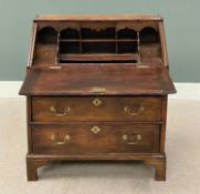 FINE ANTIQUE MAHOGANY & OAK BUREAU, fine fitted interior with well, 103 (h) x 92 (w) x 49cms (d)