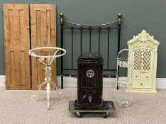 FURNITURE ASSORTMENT, including pair of vintage pine cupboard doors, 131 (h) x 38 (w), metal bed