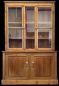 PINE HOUSEKEEPER TYPE CUPBOARD, with interior shelves, 220 (h) x 149 (w) x 43cms (d)