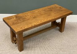 RUSTIC CHUNKY OAK COFFEE TABLE, peg jointed, 45 (h) x 114 (w) x 44cms (d)