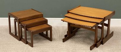 MID-CENTURY G PLAN TYPE NEST OF THREE COFFEE TABLES, largest 50 (h) x 74 (w) x 55cms, and another