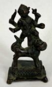 SMALL INDIAN BRONZE SCULPTURE OF BHAIRAVA & DOG, 9.5cms (h)