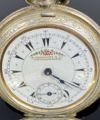 TWO POCKET WATCHES, white metal full hunter, key wind, K. Serkisoff & Co., Constantinople, 52mms