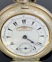 TWO POCKET WATCHES, white metal full hunter, key wind, K. Serkisoff & Co., Constantinople, 52mms