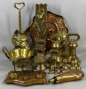 ANTIQUE & LATER METALWARE, including fox mask doorstop with lead infill, 36cms (h) including handle