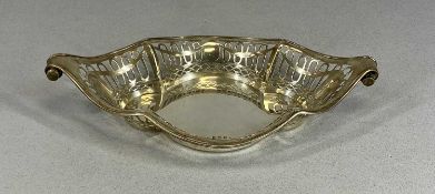 EDWARD VII OVAL SILVER BASKET, Art Nouveau design, pierced sides and scroll ends, maker's mark
