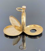 9CT GOLD HALF HUNTER POCKET WATCH, cover with enamelled Roman chapter ring, white enamel dial