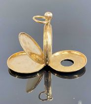 9CT GOLD HALF HUNTER POCKET WATCH, cover with enamelled Roman chapter ring, white enamel dial