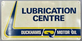 ALUMINIUM ADVERTISING SIGN, single sided, 'Duckhams Motor Oil - Lubrication Centre' in white