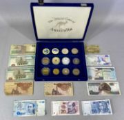 VARIOUS COMMEMORATIVE & OTHER COINS & BANK NOTES