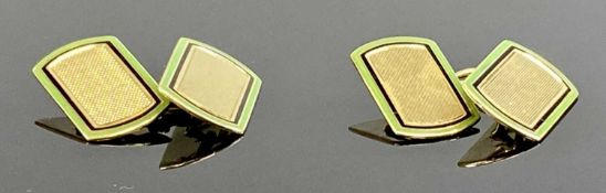 PAIR OF 9CT GOLD & ENAMEL RECTANGULAR CUFFLINKS, 6.2g