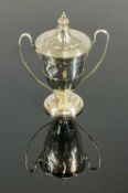 GEORGE V SILVER TWO-HANDLED TROPHY & COVER inscribed 'Robber - Allertonian Challenge Cup.