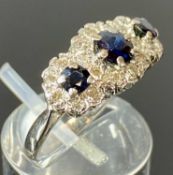 18CT WHITE GOLD, SAPPHIRE & DIAMOND RING, size I, 4.8g