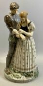 ROYAL COPENHAGEN LARGE FIGURAL GROUP, knight with maiden bandaging his wound, designed by Holger