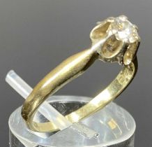 14CT YELLOW GOLD SOLITAIRE DIAMOND RING, 0.25ct, size N