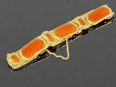 IVAR HOLTH SILVER GILT & ENAMEL SIX PANEL BRACELET, with safety chain, c. 1950s/60s, stamped