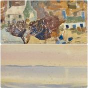 ‡ GWILYM PRICHARD (Welsh, 1931-2015) two works on paper, mixed media - entitled verso 'Clwt-y-Bont'