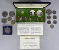 CASED 1976 FRANKLIN MINT COINAGE OF GUYANA, eight-coin proof set with certificate, and various other