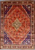 MEIMEH WOOL CARPET, red / blue ground centre field 310 x 210cms