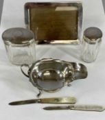 SILVER COLLECTABLES, including George VI silver sauceboat, with wavy rim, loop handle, pad feet