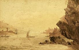 JAMES BOURNE (British 1773-1854) watercolour - entitled on mount 'Fowey Harbour, Cornwall'