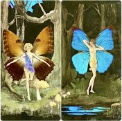 SPAJ ATKINSON (active 1920s-30s) pair of butterfly wing and watercolour pictures - 'The Sun Fairy'