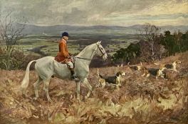LIONEL EDWARDS (British 1878-1966) colour print - Huntsman and hounds, published by the Sporting