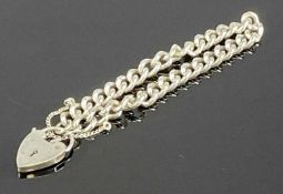 GEORG JENSEN SILVER CURB LINK BRACELET, with heart shaped padlock, stamped 'Silver G. J. Ltd.', made