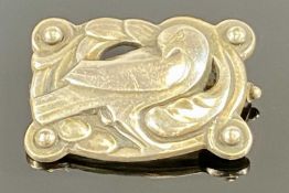 GEORG JENSEN SILVER DOVE BROOCH 209, designed in 1904 by Kristian Moehl-Hansen, signed