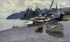 HUBERT COOP RBA (British, 1872-1953) watercolour - entitled verso 'The Berth at Conwy', signed