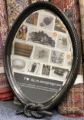 GROUP OF WALL MIRRORS, comprising oval Victorian mirror with carved ebony rope twist surround