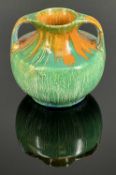 RARE WADE HEATH ORCADIA WARE: 'Flamboyant' pattern, drip glazed, two-handled vase, stamped