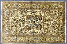 QOM WOOL CARPET, cream ground centre field, 170 x 113cms