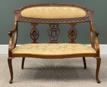 VINTAGE PARLOUR SOFA, reticulated and shaped back, 92 (h) x 110 (w) x 67cms (d) Provenance: deceased