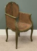 ANTIQUE FRENCH CANE BACK & SEATED ELBOW CHAIR, 96 (h) x 54 (w) x 45cms seat depth Provenance: