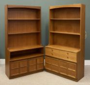 NEAR PAIR NATHAN MID-CENTURY BOOKCASE CUPBOARDS (2), 194 (h) x 102 (w) x 46cms (d) Provenance: