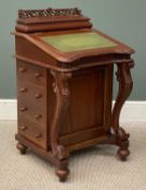 REPRODUCTION EASTERN HARDWOOD DAVENPORT DESK having tooled top, multi-drawer interior and four end