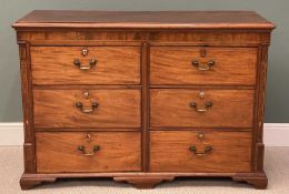 FINE MAHOGANY CHEST OF SIX DRAWERS circa 1900, having inlay and brass swing handles, on bracket