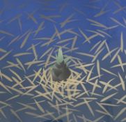 CONTEMPORARY BRITISH Japanese style limited edition (22/40) colour print – semi-abstract fishpond