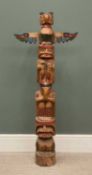 CARVED & PAINTED TOTEM POLE, 127cms (h) Provenance: deceased estate Denbighshire
